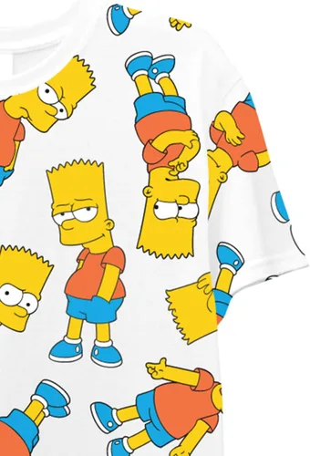 Vista 6 de The Simpsons Camiseta clásica de Bart Simpson Homer, Bart, Lisa Tee Allover para hombre