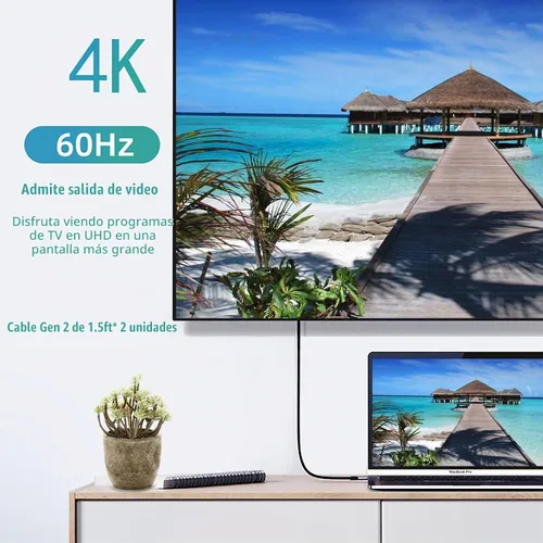 Vista 4 de Cable USB C de 100 W y 1.5 pies en ángulo recto, 2 paquetes