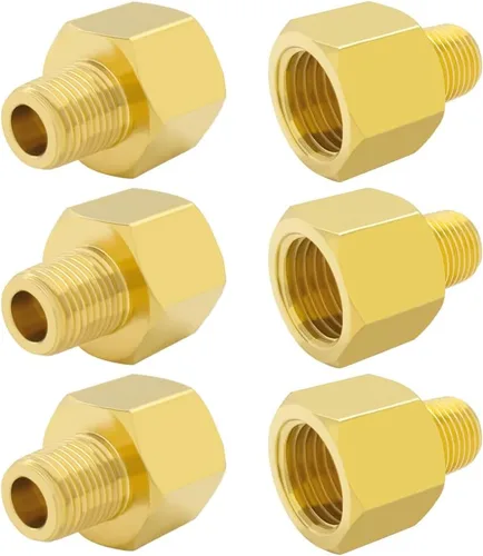 Vista 8 de Hooshing 2 piezas de adaptador reductor de rosca macho 1/4" NPT a hembra 1/2" NPT para tubería de latón