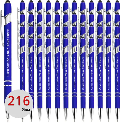 Vista 26 de Aolun Bolígrafo personalizado, bolígrafo grabado personalizado con lápiz capacitivo, 12 unidades, metal suave al tacto, introduce el nombre, Naranja