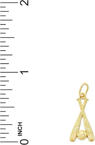 Vista 3 de Charm America - Dije pequeño de bate y bola de béisbol de oro - Oro macizo de 10 quilates, Diamante
