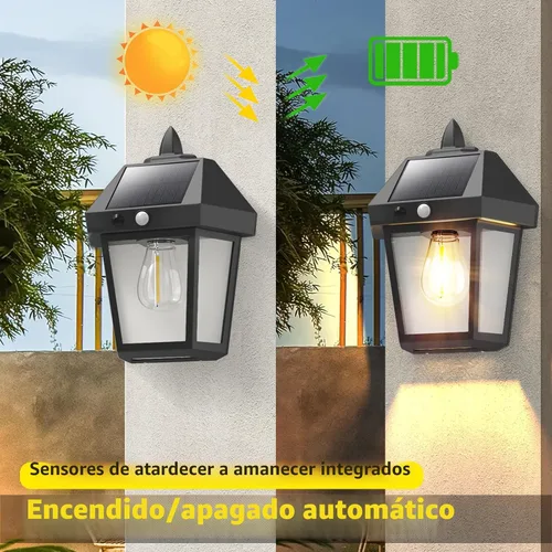 Vista 6 de DERAYSION Luces solares para porche al aire libre, faroles solares de pared de 9 pulgadas con sensor de movimiento, 3 modos de brillo ajustable