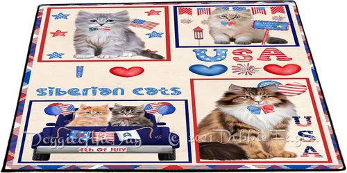 Vista 10 de Doggie of the Day Siberian Cats Floor Mat - 4th of July Independence Day - Best Dog Doormat - Protector Decor - Unique Portrait Art - Premium