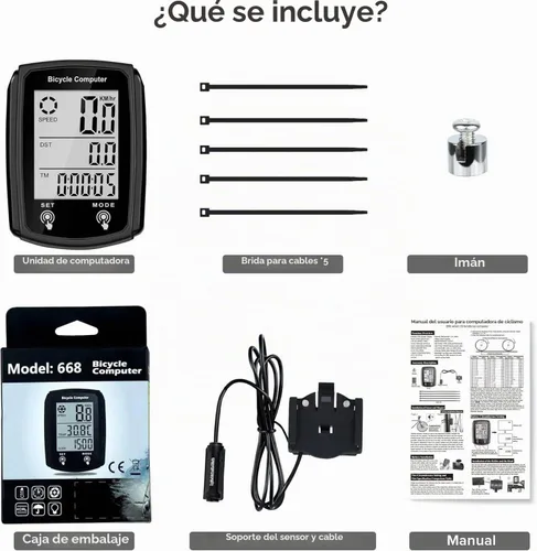 Vista 5 de Computadora de bicicleta y odómetro de bicicleta con cable MPH KM/H Velocímetro de bicicleta con despertador automático de velocidad de ciclismo