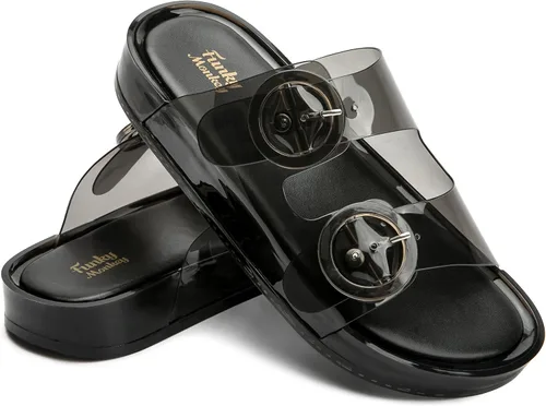 Vista 35 de FUNKYMONKEY - Sandalias bajas cómodas para mujer, hechas de etilvinilacetato, ajustables con hebilla doble