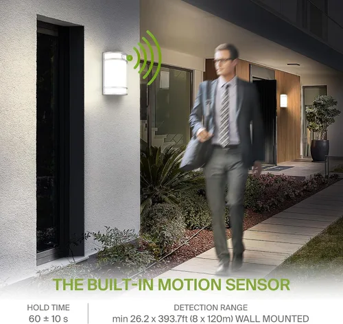 Vista 3 de ASD Lámpara LED de montaje en pared para exteriores e interiores de 10 pulgadas con sensor de movimiento, iluminación de pared de níquel cepillado
