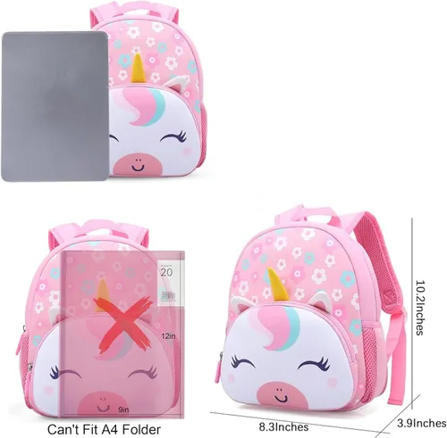 Vista 2 de Mochila impermeable para niños de 2 a 5 años, para el jardín de niños, mochila 3D de lindos dibujos animados, de neopreno, mochila de animales