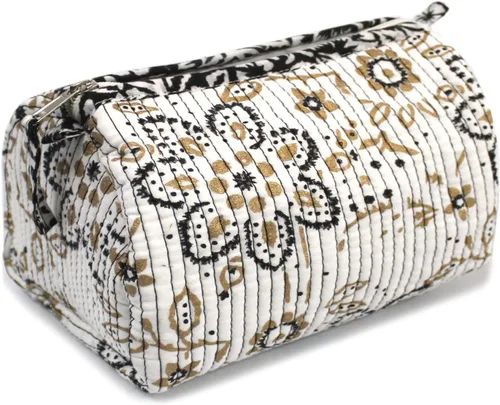 Vista 8 de INDIAN CRAFT CASTLE ICC - Neceser de aseo resistente al agua, bolsa de cosméticos de maquillaje, contenedor de tamaño completo, organizador de Beige