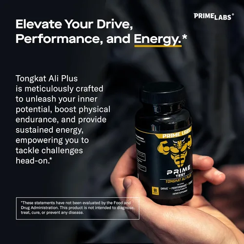 Vista 2 de Prime Labs Tongkat Ali para hombre, raíz de maca negra orgánica y Tribulus Terrestris, rendimiento, vitalidad, energía, 60