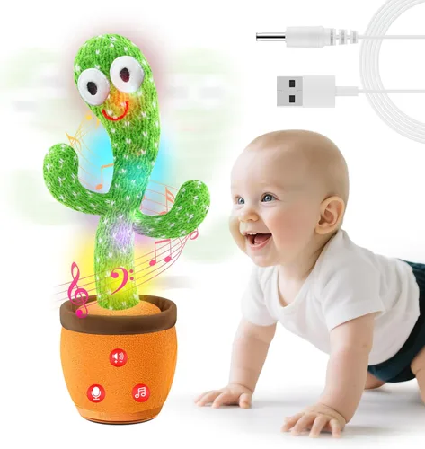 Vista 8 de Juguete de cactus que habla bailando para bebés, niños y niñas, juguete de grabación que imita el canto repite lo que dices, regalo musical