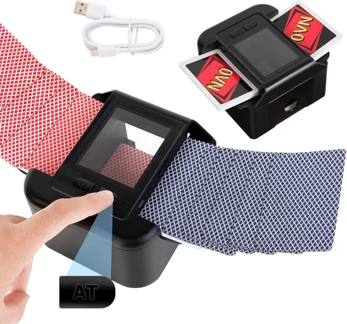 Vista 10 de Barajador automático de cartas, 1-2 barajas silencioso y 2000 mAh USB-C recargable electrónico barajador de cartas, barajador automático/manual