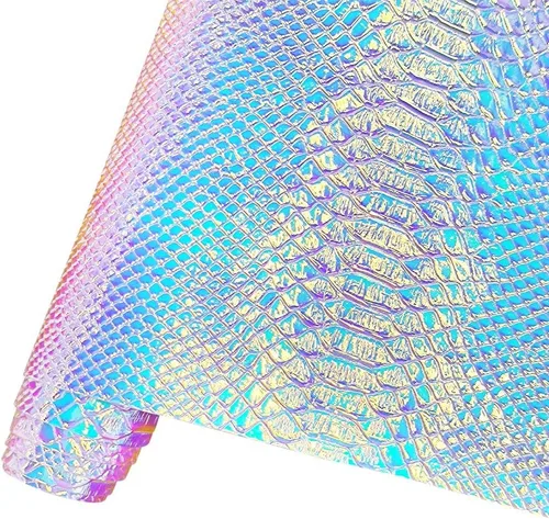 Vista 9 de HYANG - Hojas holográficas de piel sintética azul con estampado de serpiente, muy adecuadas para hacer manualidades, bolsos, aretes de cuero, lazos