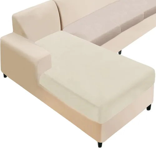 Vista 56 de NAISI Fundas de cojín de sofá de terciopelo elásticas de 1 pieza, fundas de asiento de sofá o respaldo, fundas suaves individuales para sofá Beige