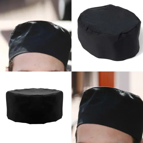 Vista 4 de SOUREPOSE Hommekit - Gorro de chef negro, 2 piezas, ajustable, con velcro, talla única, Negro