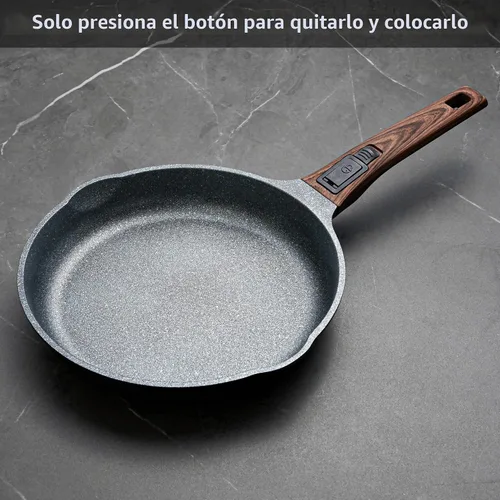 Vista 2 de Juego de sartenes antiadherentes inteligentes de 8 y 12.5 pulgadas con asas extraíbles, aluminio fundido y sartenes antiarañazos, compatible