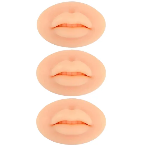Vista 12 de Labios falsos de tatuaje, 3 piezas de tatuajes, labios de práctica de silicona 5D para prácticas de maquillaje, práctica de tatuajes realistas