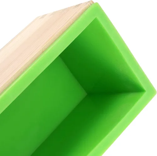 Vista 3 de Kit de jabón de silicona de 47 onzas, 3 piezas de jabón de silicona rectangular verde con 3 cajas de madera y 3 tapas, suministros de bricolaje