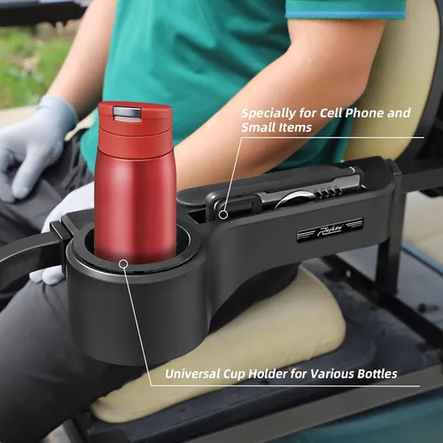 Vista 4 de Roykaw Reposabrazos de carrito de golf con soporte para tazas/reposabrazos de asiento trasero apto para EZGO/Club Car/Yamaha y la mayoría