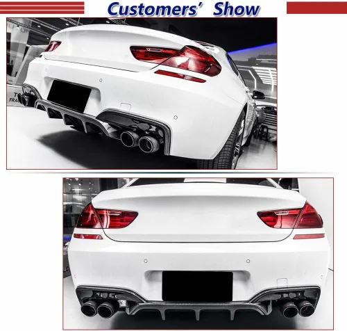 Vista 3 de Difusor trasero de fibra de carbono F06 compatible con BMW Serie 6 2013-2018 F06 F12 F13 640i 650i M Sport M6 Cubierta de parachoques trasero