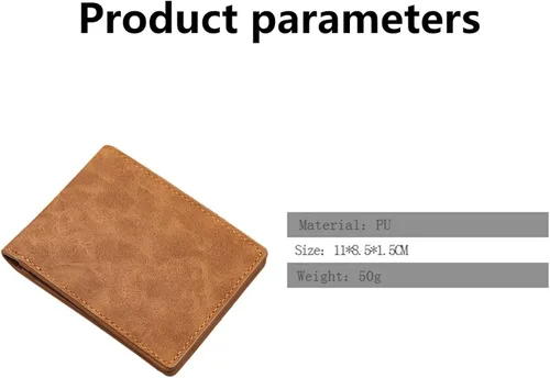Vista 2 de TAUFE Men's Wallets, Men's Wallet Luxury Leather Solid Slim Small Wallets Men Leather Short Credit Card Holders Coin Purse Business Purses Male