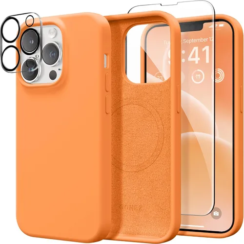 Vista 156 de GONEZ Funda magnética para iPhone 14, compatible con Magsafe, con protector de pantalla + protector de cámara, forro de microfibra antiarañazos