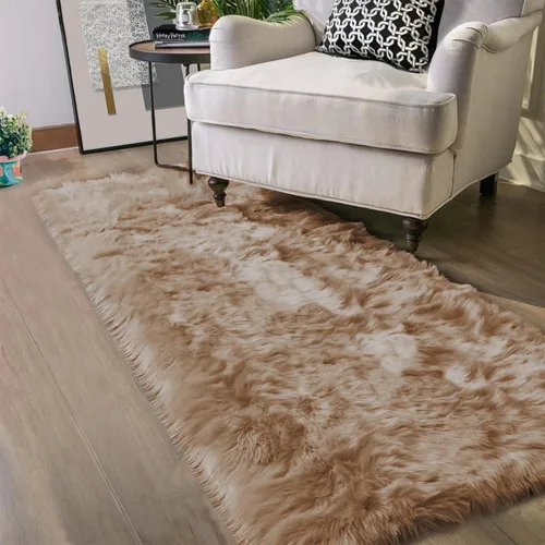 Vista 123 de Latepis - Alfombra rectangular de piel sintética tipo lana de oveja suave y esponjosa de estilo bohemio para sala de estar, dormitorio y residencias