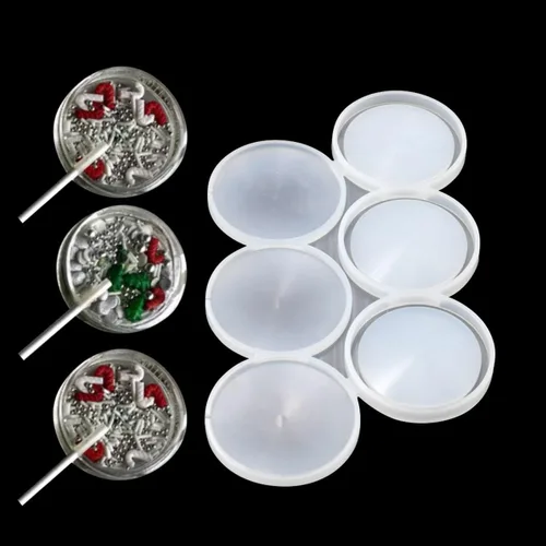 Vista 5 de mostsom Molde redondo 3D para piruletas de silicona, molde de caramelo manual para bricolaje, joyería creativa, color popular, molde de silicona