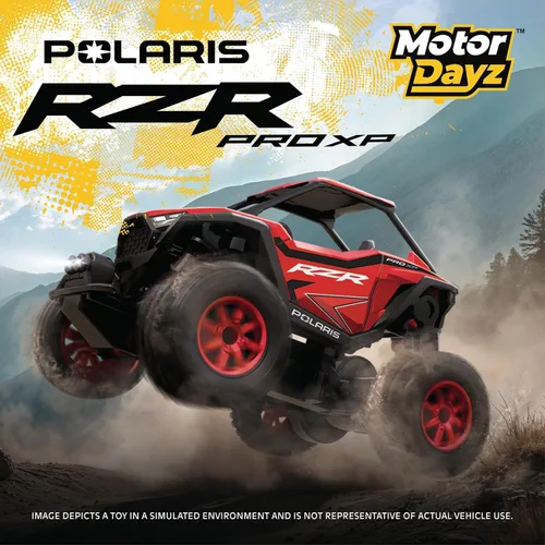 Vista 3 de Carro a Control Remoto/UTV, 2WD Introducción a Hobby RC Polaris RZR - Escala 1:43, 2.4GHz - Rojo - Control Remoto con Función de Gatillo, Caja