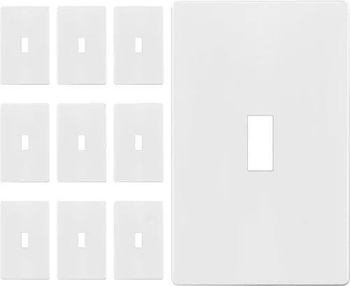 Vista 15 de ENERLITES - Placa de pared con interruptor de palanca sin tornillos, cubierta de interruptor de luz segura para niños, tamaño estándar de 1 gancho