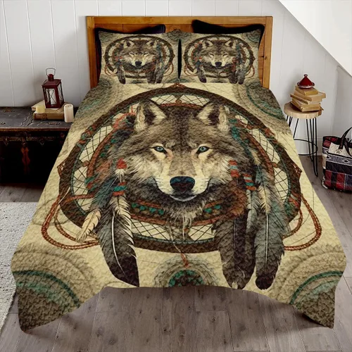 Vista 9 de Edredón de lobo personalizado, diseño nativo de ojos azules, tamaño matrimonial, juego de edredón de tamaño King, decoración para habitación