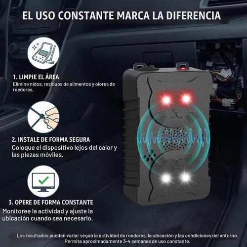 Vista 4 de 4 Pack Under Hood Rodent Repellent for Cars, Ultrasonic Strobe Deterrent