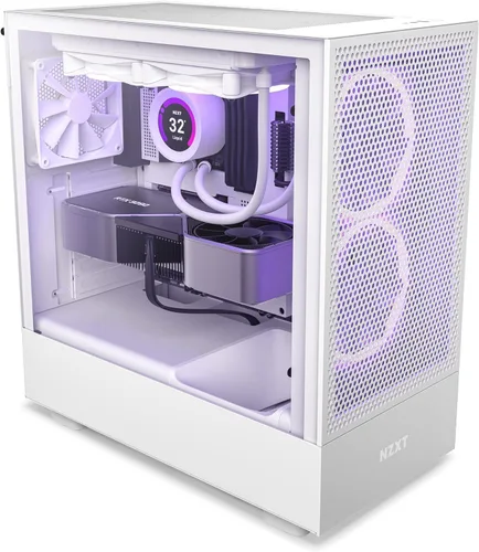 Vista 10 de NZXT H5 Flow Estuche compacto ATX para juegos de PC, torre media, alto flujo de aire, panel frontal perforado, panel lateral de vidrio templado