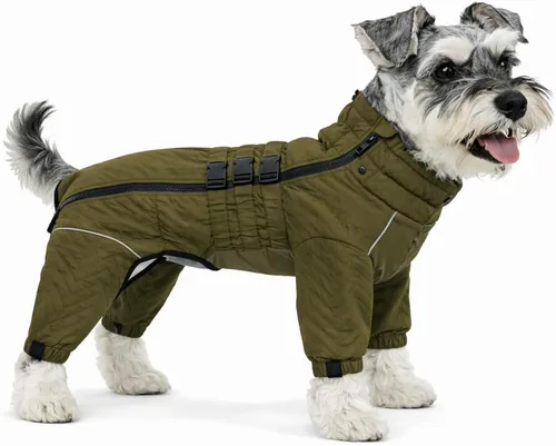 Vista 21 de Abrigo cálido para perros de doble capa, chaleco para perros, 4 patas cubiertas, resistente al viento, impermeable, reflectante, gris XS - L