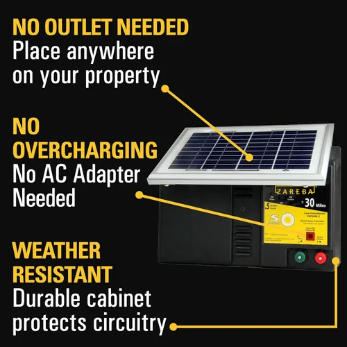 Vista 4 de Zareba ESP30M-Z Cargador eléctrico de baja impedancia solar de 30 millas