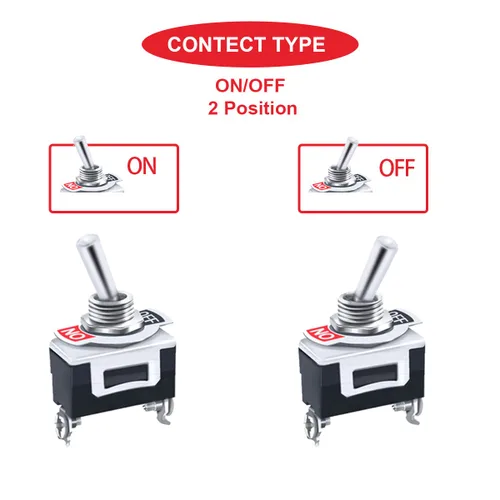 Vista 5 de 10 interruptores de palanca de 20 A 12 V CC, resistente al agua, 15 A, 250 V, CA, 20 A, 125 V CA, SPST, 2 pines de encendido/apagado para auto