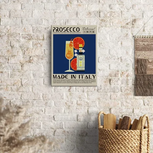 Vista 4 de Divertida impresión en lienzo de cóctel Prosecco Art Wall Painting Posters de 12 x 15 pulgadas, decoración moderna para el hogar, cocina, bar