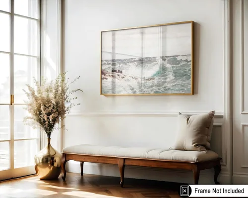Vista 3 de Poster Master Póster vintage de pintura de olas oceánicas, impresión retro del océano, bellas artes, arte de paisaje marino, regalo para hombres