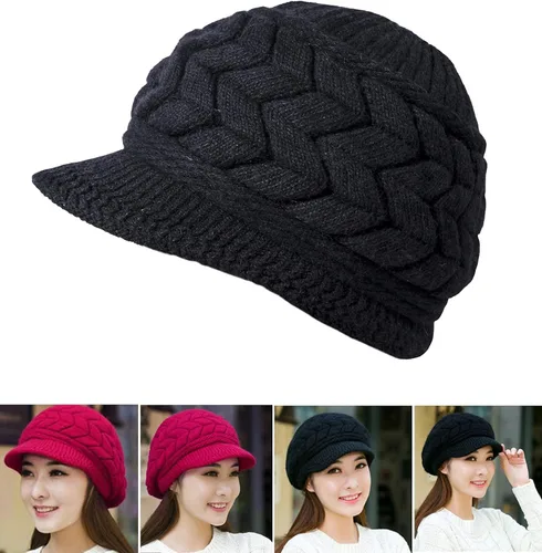 Vista 3 de YSense Wear Paquete de 2 gorros de punto para mujer con visera