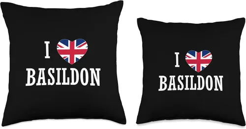 Vista 3 de I Love Basildon England Union Jack Flag Heart English Throw Pillow