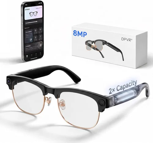 Vista 12 de DPVR G1 AI - Gafas inteligentes con cámara y Bluetooth, gafas de cámara de G1 Negro Carbón