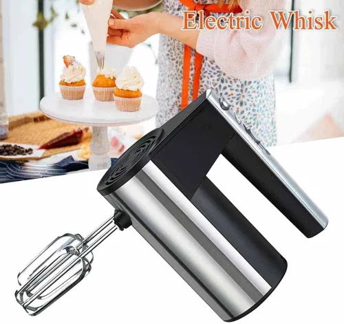 Vista 2 de Batidora de mano eléctrica de 800 W, batidora de mano de cocina de 5 velocidades potente con Turbo para hornear pastel, mezclador eléctrico ligero