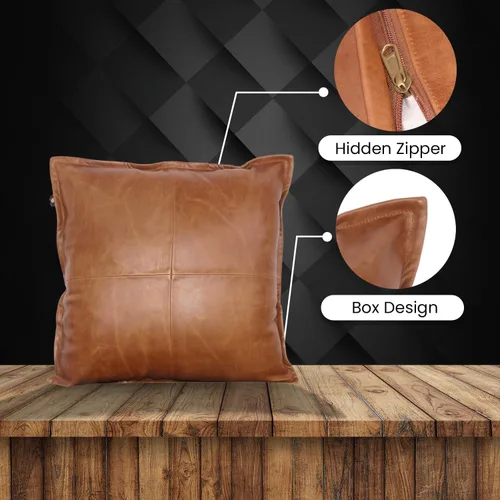 Vista 4 de Funda de almohada de cuero de cordero 100% cuero de cordero – Funda de cojín para sofá – Fundas decorativas para sala de estar y dormitorio, cuero