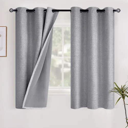 Vista 44 de YoungsTex - Cortinas opacas de lino para dormitorio, oscurecimiento de la habitación, cortinas con textura de lino, paneles con aislamiento térmico