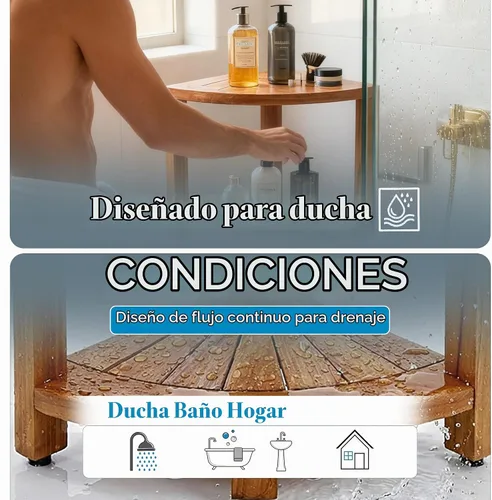 Vista 5 de AquaTeak Kai™ Petite - Soporte de almacenamiento de ducha de esquina de teca
