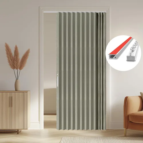 Vista 18 de AJAZZ Cortinas 100% Opacas para Puertas Corredizas de Entrada, Puertas de Acordeón para Entrada, Cortina Magnética para Puerta de Dormitorio Sala
