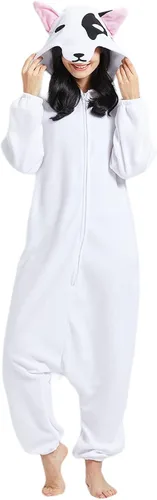 Vista 2 de DELEY Unisex Axolotl Onesie Adult Halloween Costume Anime Axolotl Cosplay Pajamas Warm Sleepwear Homewear