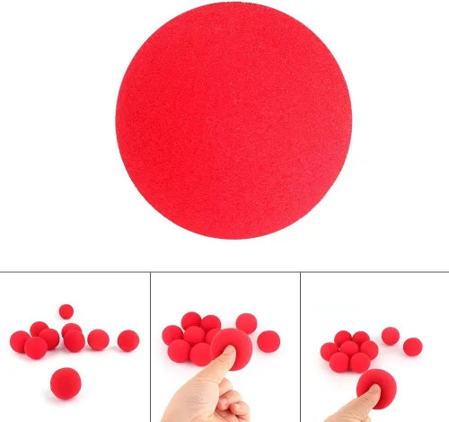 Vista 6 de Sonew Pelota de esponja, 10 bolas mágicas de esponja suave roja para accesorios de calle, truco clásico de comedia