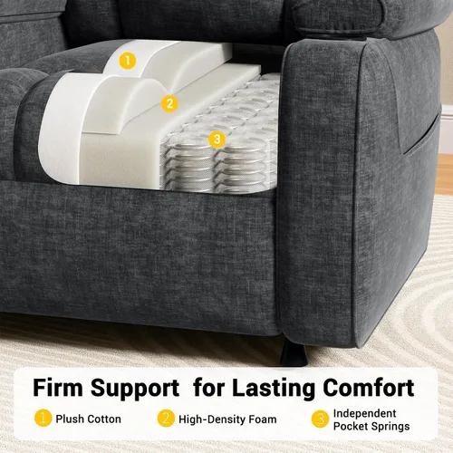 Vista 7 de AMADA HOMEFURNISHING Silla reclinable eléctrica para adultos, reclinable eléctrico de felpilla ajustable infinita con soporte para tazas, control