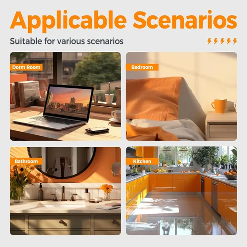 Vista 6 de TESSAN - Extensor de salida con protector de sobretensiones, adaptador de enchufe múltiple con divisor de 4 salidas y 3 USB (1 USB C), expansor