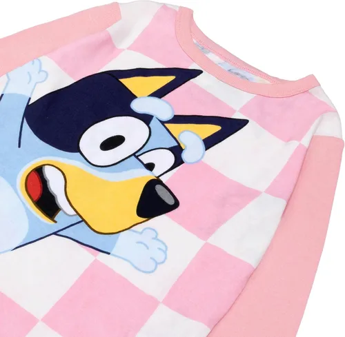Vista 2 de Bluey Conjunto de pijama de algodón ajustado de 4 piezas, suave y lindo para niñas